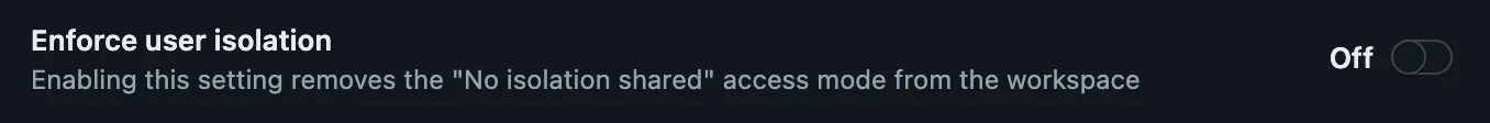 Disable no isolation clusters